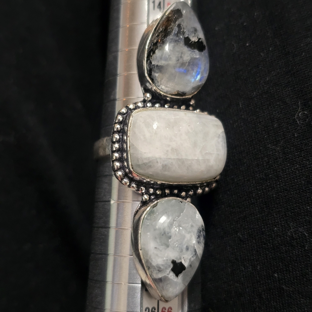 Genuine Moonstone Statement Ring, Size 9, Marked … - image 5